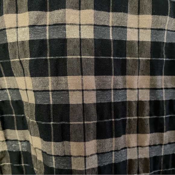 GANNI Seersucker Plaid Check Dress Black Brown Quiet Luxury Classic Sz 38 M B30 - Picture 13 of 13